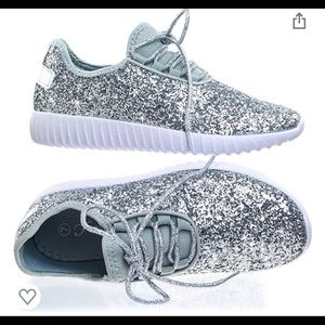 Silver glitter sneakers